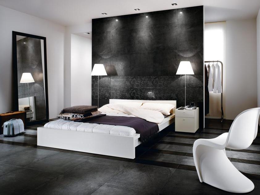 szara sypialnia z lustrem; źródło: deco.fr szara sypialnia z lustrem; źródło: deco.fr