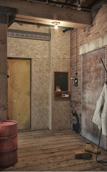 Przedpok&oacute;j w lofcie. Płyty OSB idealnie komponują się ze stylem industrialnym źr&oacute;dło: letstay.blogspot.ca
