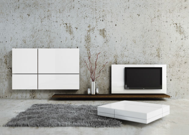 Białe meble w salonie