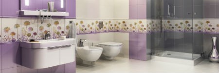 Fioletowe płytki w łazience, fot.: Kwadro Ceramika