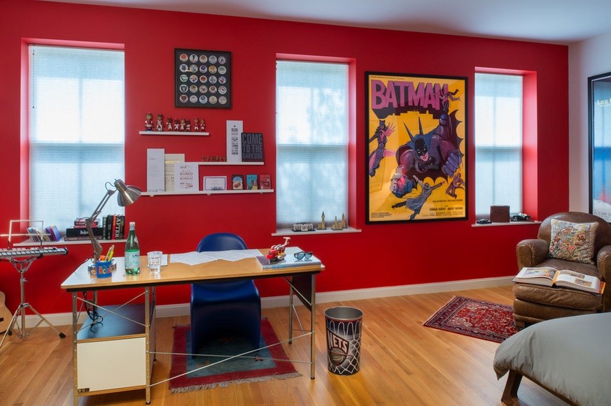 Intensywny odcień czerwieni na ścianie w pokoju dziecka, fot.: Tahar Decor 