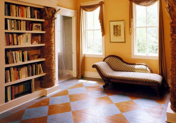 Podłoga pomalowana w romby, fot.: F Farchitects