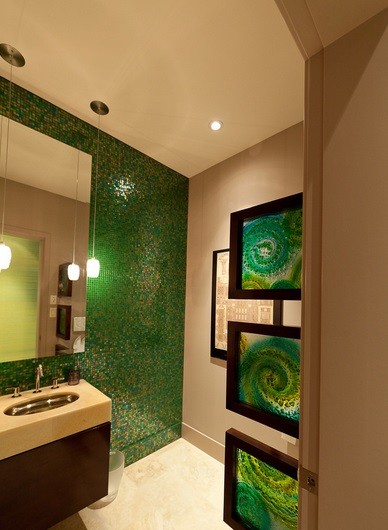 Zielone ściany w łazience, Habitat Studio