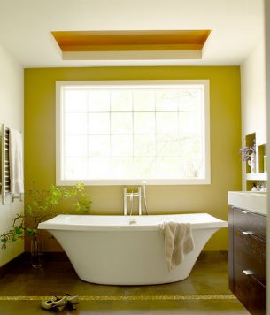 Zielona ściana w łazience, Jennifer Gardner Design