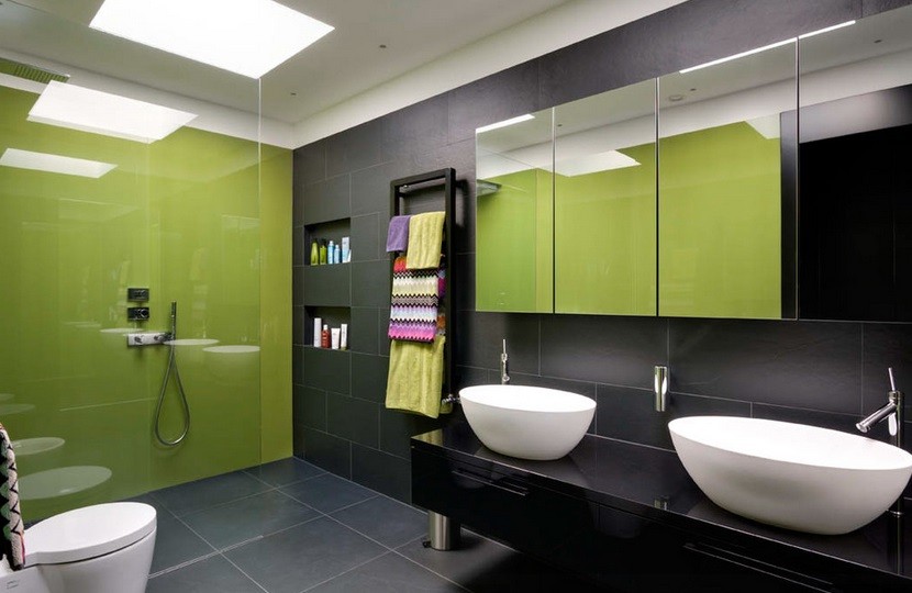 Zielona ściana w łazience, fot.: stephenfletcher.co.uk