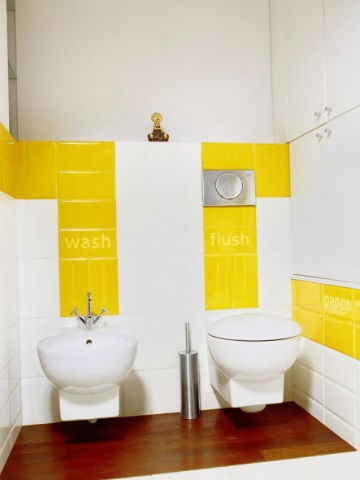 Żółta ściana w łazience, fot.:Karl Jorgenson