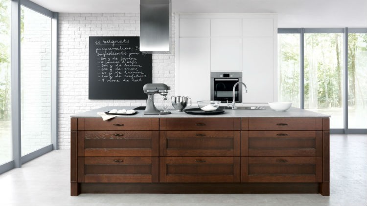 Meble kuchenne w kolorze naturalnego drewna, Kolekcja Draggo Black Red White