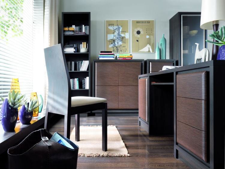 Meble w kolorze naturalnego drewna:miejsce do pracy, Kolekcja Areka Black Red White