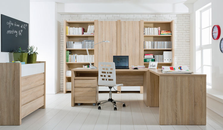 Meble w kolorze naturalnego drewna: miejsce do pracy, Kolekcja Venom Mix Black Red White