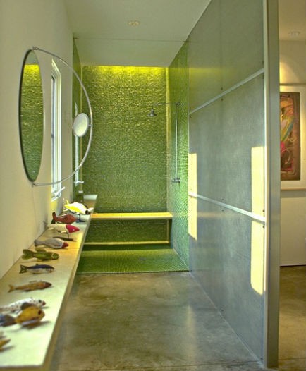 Zielona ścana w łazience, fot.: Bushman Dreyfus Architects