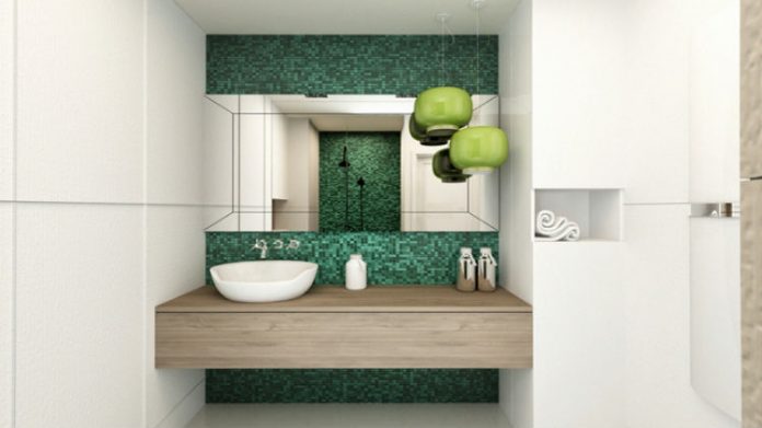 Zielona mozaika w łazience, fot.: Design Mee Too