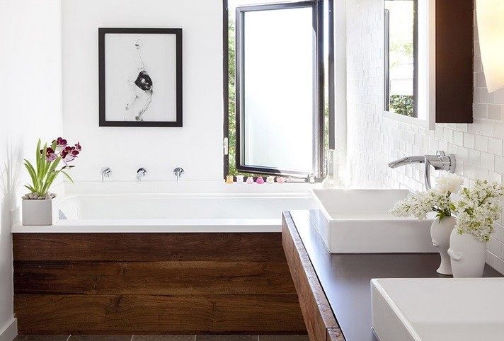 Drewno w łazience, fot.: Feldman Architecture