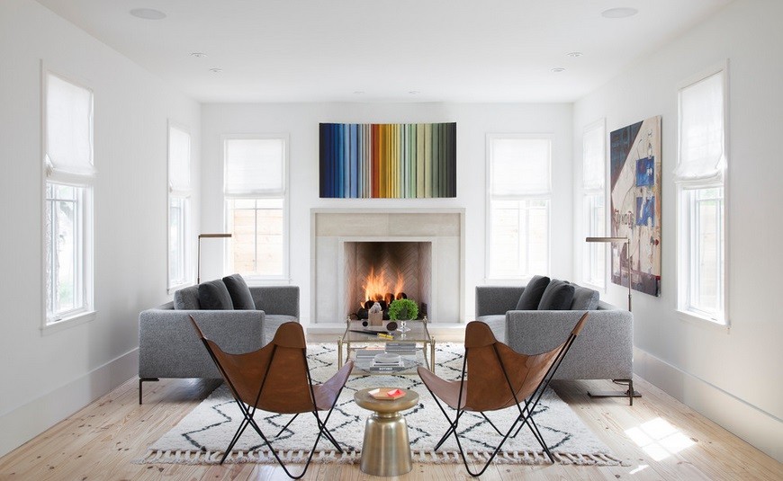 Otwarty kominek w pokoju dziennym, fot.: Texas Construction Company