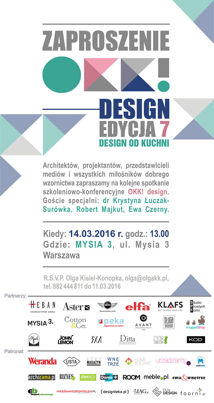 OKK! design &ndash; 7. edycja. Spotkanie z dobrym wzornictwem! DESIGN OD KUCHNI