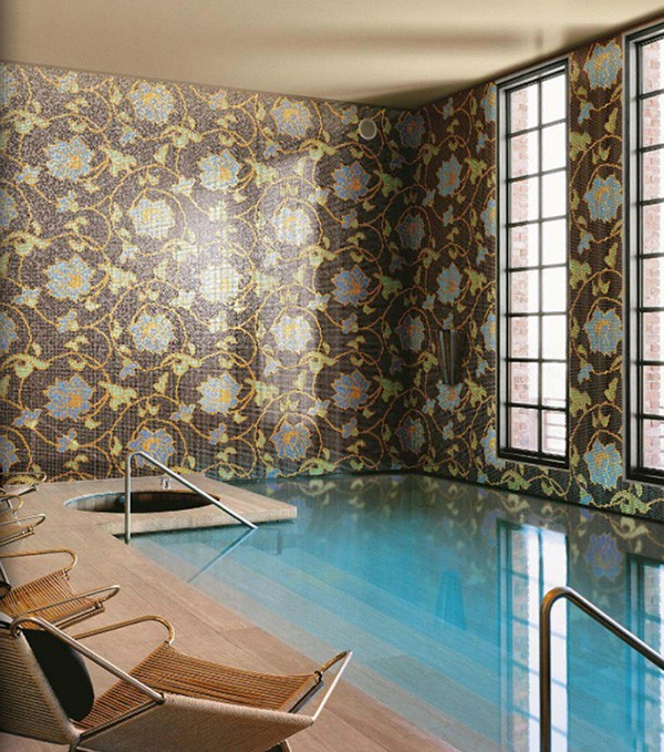 Antyczne piękno luksusowa mozaika w egzotyczne kwiaty