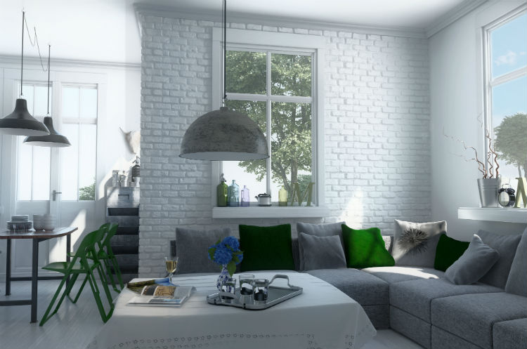 Cegła na ścianie Loft