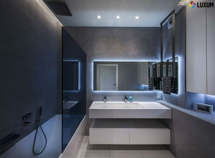 lazienka minimalistyczna luxum podświetlane lustro