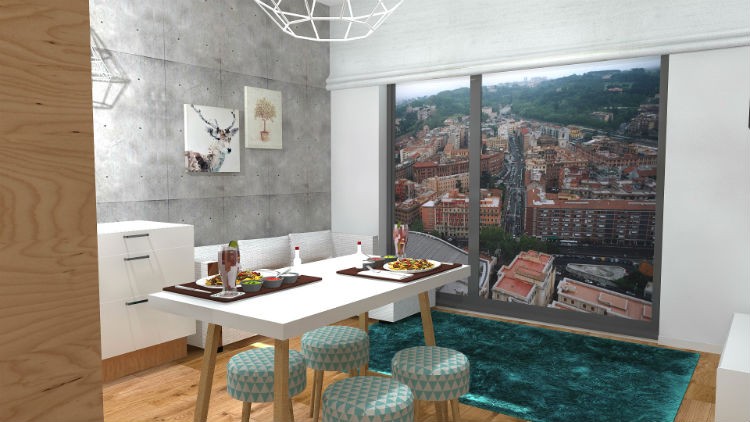 male mieszkanie dla rodziny salon