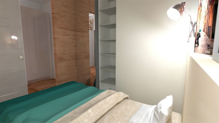 male mieszkanie dla rodziny sypialnia