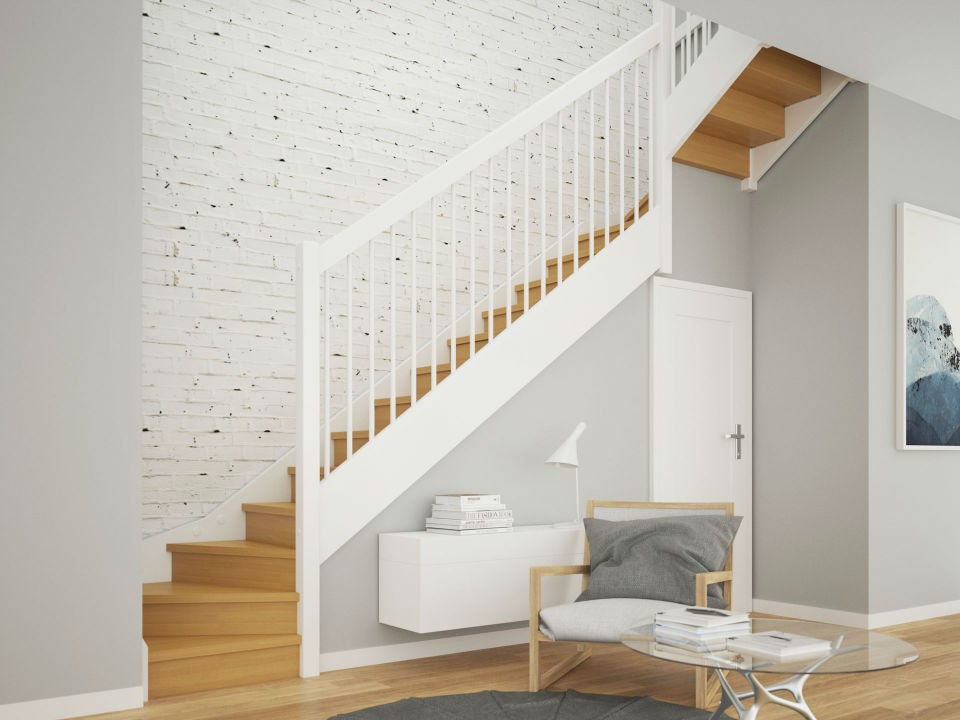 schody drewniane biale