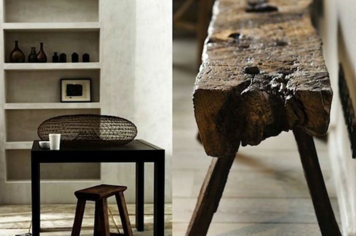 wnętrze w stylu wabi sabi