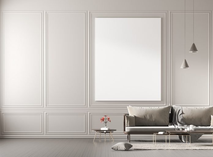 Minimalistyczne wnętrze salonu.